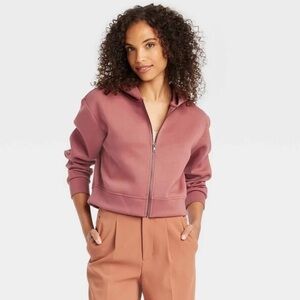 Women's Double Knit Zip
Hoodie Sweatshirt a New
Day Rust XL NWT